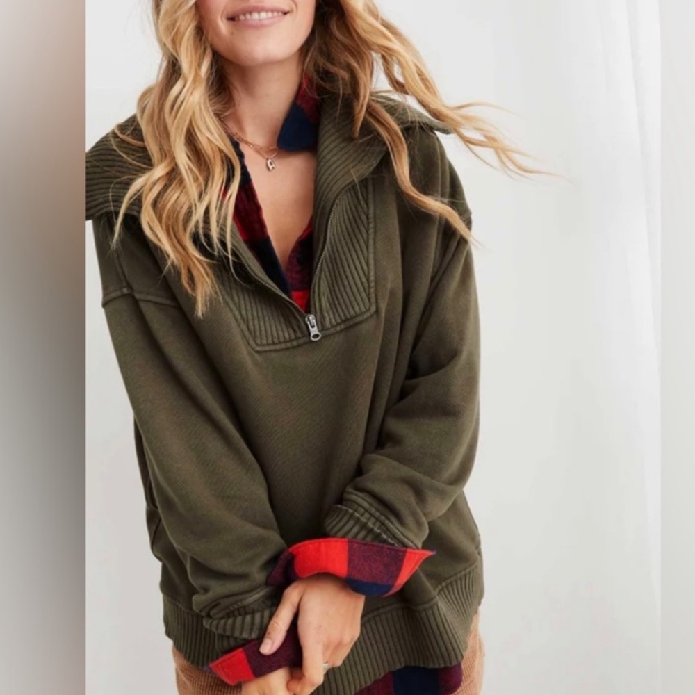 Aerie down-to-earth sweater / quarter zip size medium